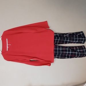 Croft & Barrow 2 Piece Red and Black Plaid Fleece Pajamas 2X